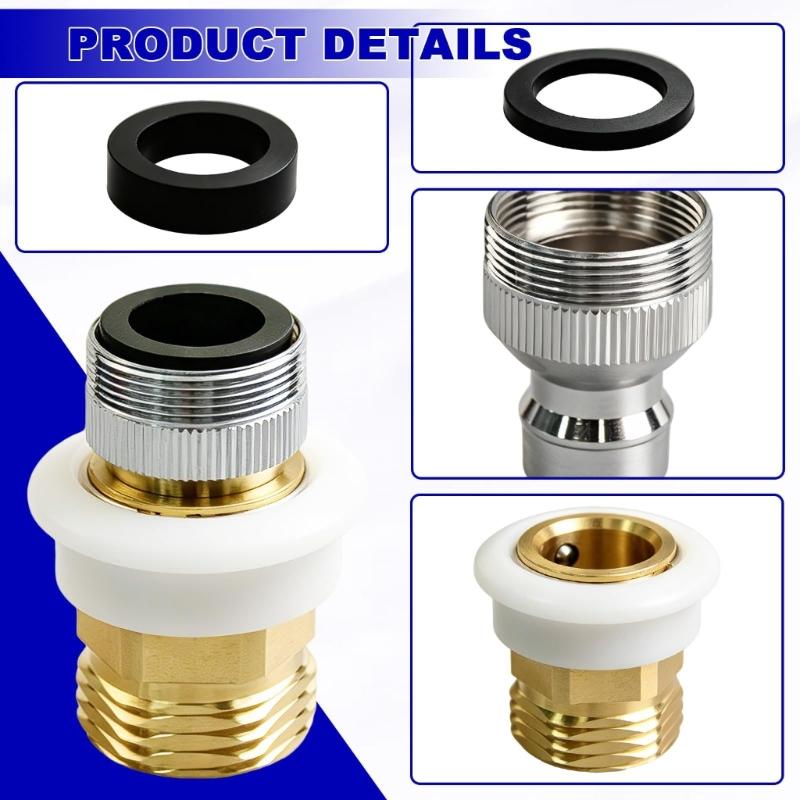 Snap Coupling Dishwasher Hose Adapter Replacement, Brass Snap Collar Fitting with Removable Aerator Compatibility, 15/16 In-27 or 55/64 In-27 to 3/4