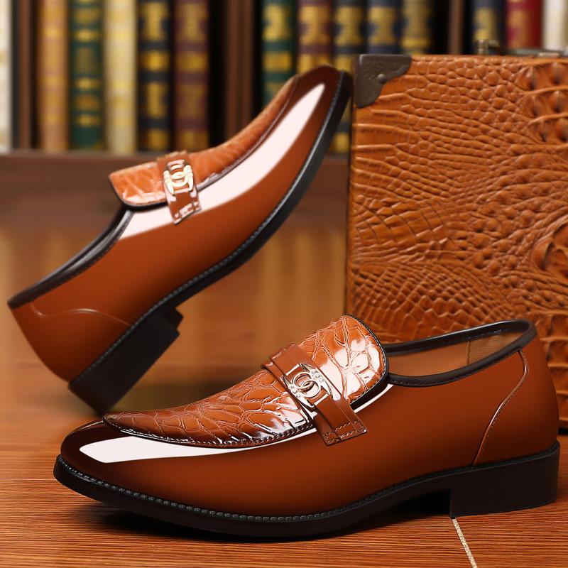 Sapatos Formais Masculinos de Negócios Sapatos de Couro Confortáveis para Casamento Masculino Sapatos de Escritório Masculinos Slip-on da Moda De Vestir Hombre