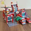 756pcs Fire Station with Helicopter Model Building Blocks Fire Truck Firefighter Bricks City DIY Toys For Children Gift