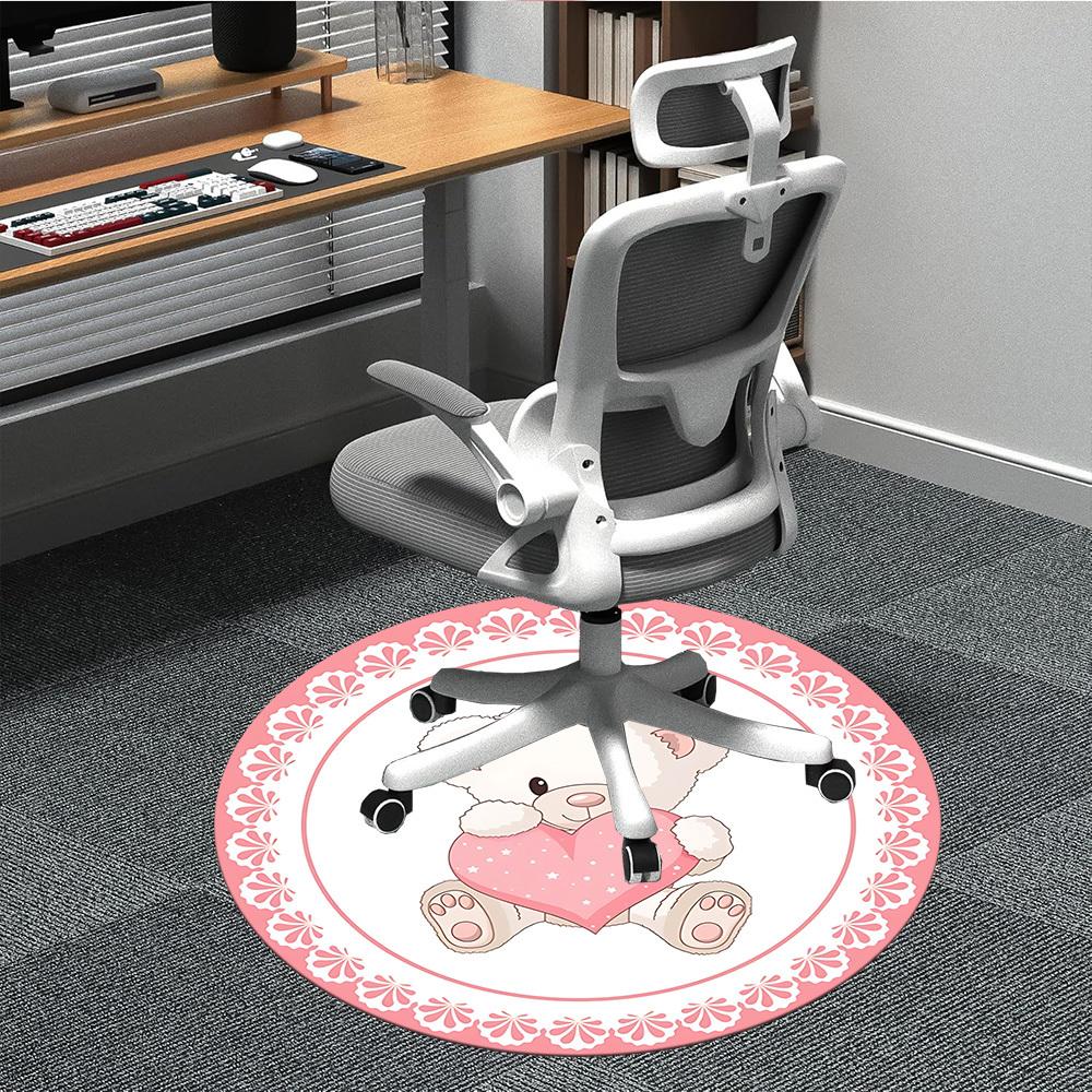 1pc Teddy HeartChair Carpet for Office, Indoor Non-Slip Washable Polyester Fiber Carpet, Mat For Office, Machine Washable