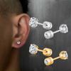 2 piece Medical Stainless steel Crystal Zircon Ear Studs Earrings Tragus Cartilage Hypoallergenic Screws Piercing Jewelry