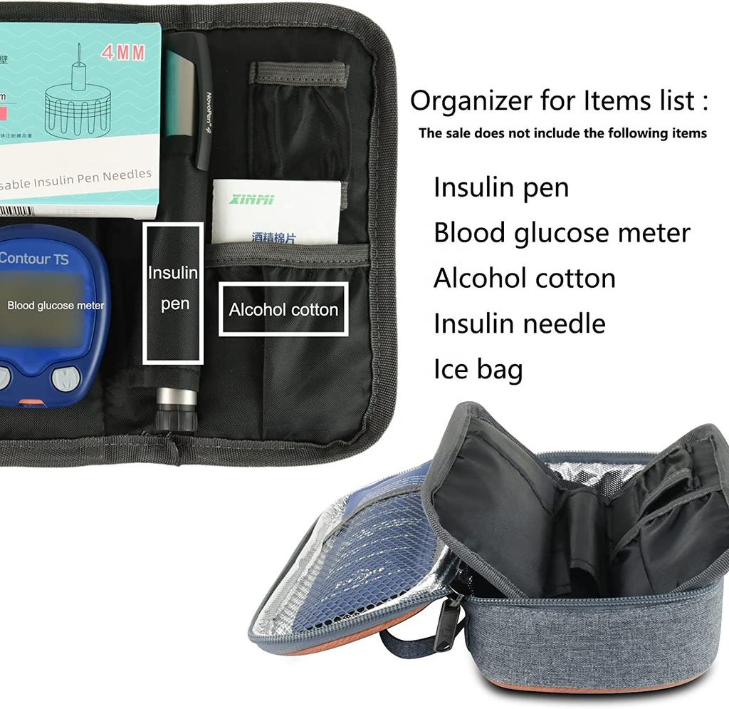 Custom Logo Insulin Cooler Bag Insulated Portable Diabetic Pouch with 2 Gel Ice Packs for Medications Diabetes Pen, and Supplies