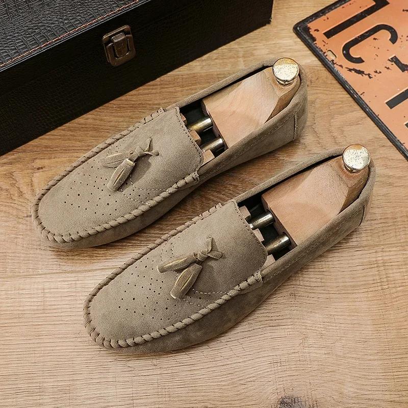 Fashion Suede Men Casual Shoes Luxury Brand Mens Loafers Comfort Breathable Slip-on Leather Driving Shoes Lazy Shoes Moccasins