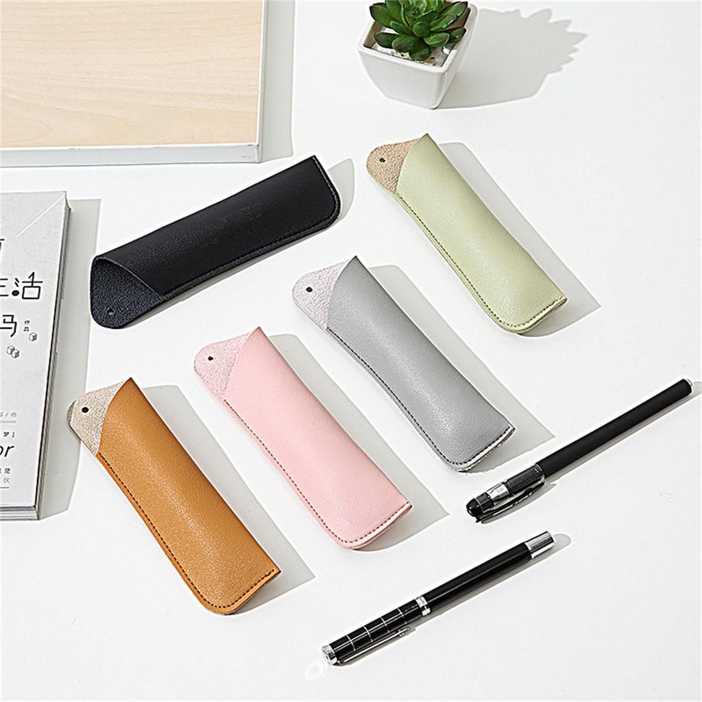 PU Leather Pen Holder Sleeve Handmade Protective Cover Pen Case Portable Pen Protective Sleeve for Ballpoint Pen Pencil