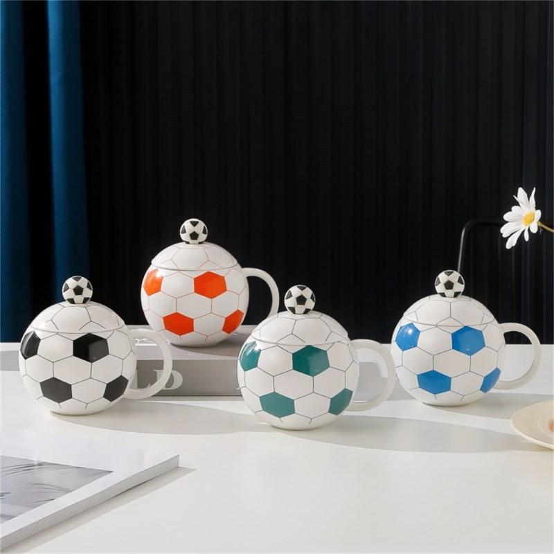 Ceramic Drinking Cup With Soccer Designs 400ml Coffee Mug For Sports Enthusiasts Soccer Theme Drinkware For Home