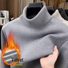 Men's Thick Velvet Wool Sweater - Machine Washable High Neck, Autumn/Winter, 550g Warm Base Layer
