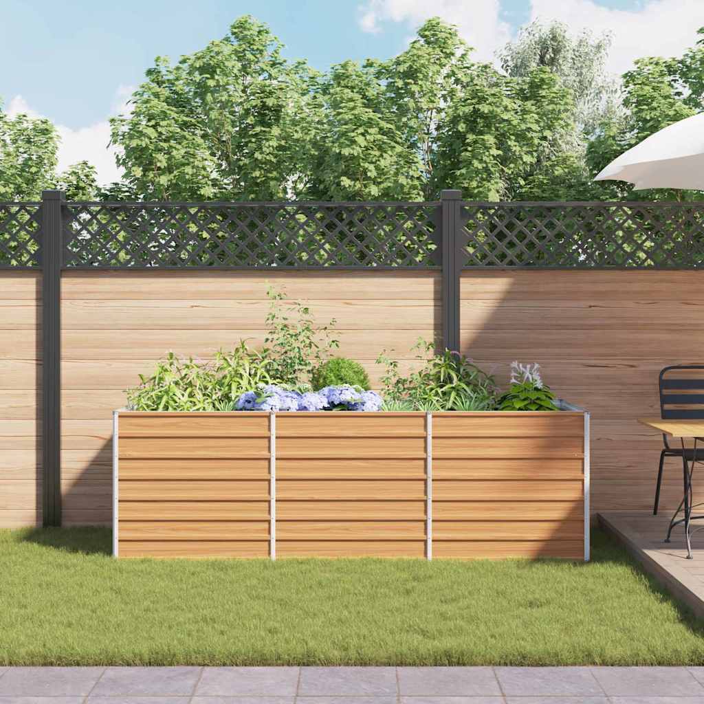 Raised Garden Bed Light Brown 240 X 80 X 77 Cm Galvanized Steel