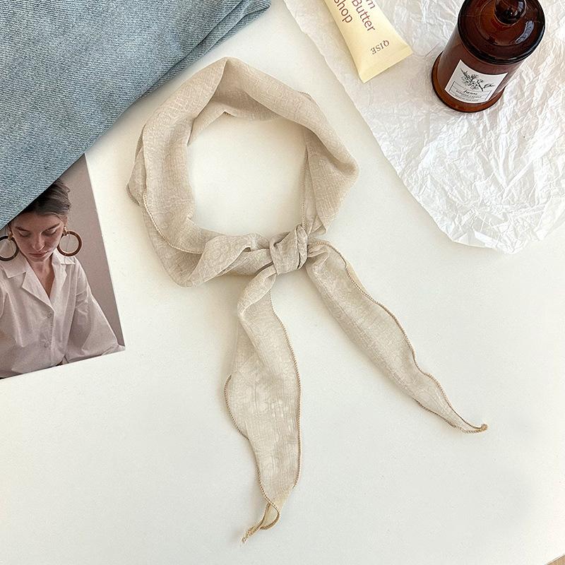 Silk scarf new fashion thin breathable small scarf scarf temperament versatile neck protection scarf rhombus silk scarf waist