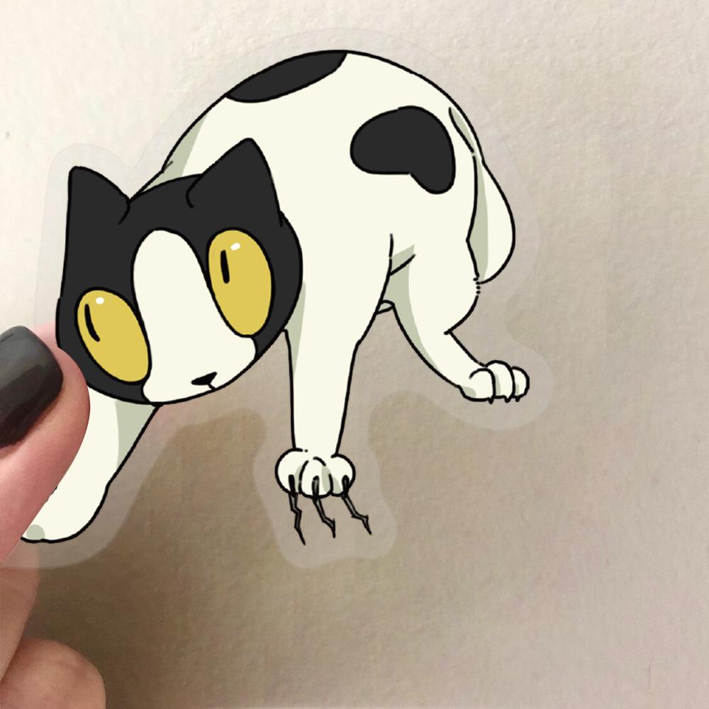 50 Transparent Cartoon Cat Scratch Sticker Pack Waterproof Transparent PET Hand Account Decorative Guitar Notebook