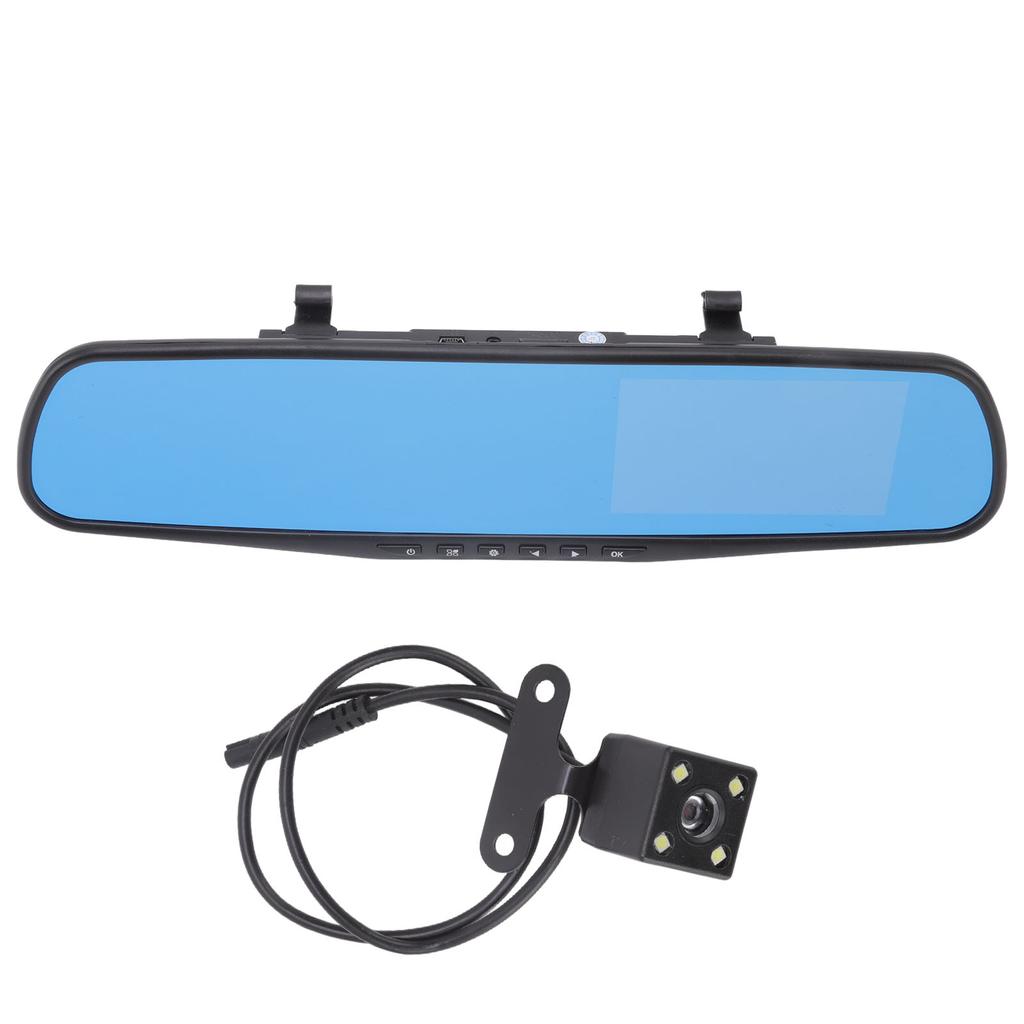 Rearview Mirror Dash Cam 4.3in Screen 1080p Loop Recording Built in G Sensor Parking Monitoring for Car