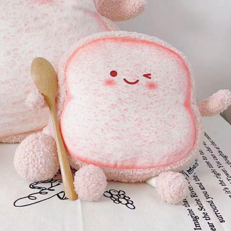 Cartoon Toast Two-In-One Office Nap Pillow Blanket Foldable Car Use Cushion Soft Plush Square Shape Korean Style Midfill Cotton 40x40 cm