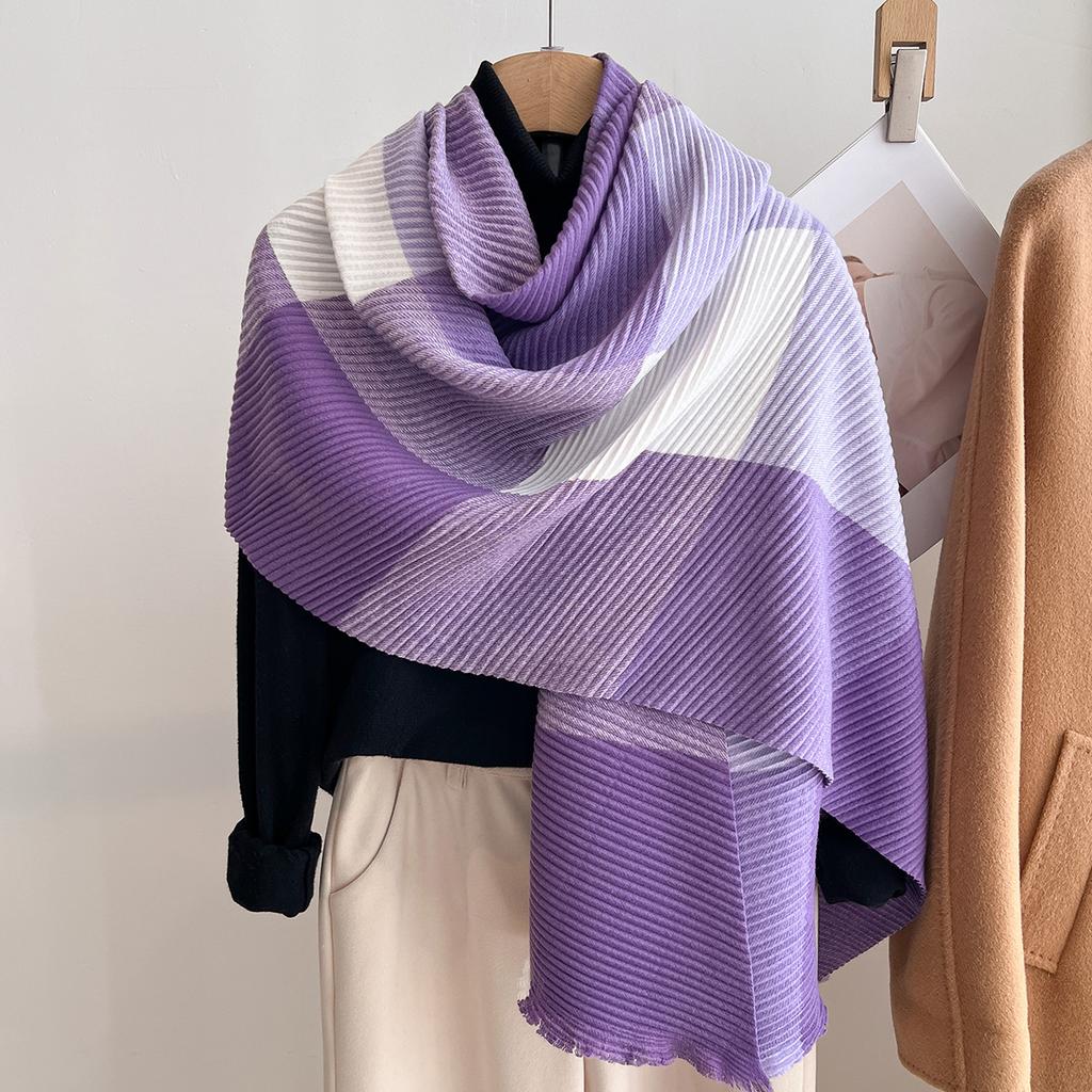 Women Winter Cashmere Scarf  Stripe Pashmina Luxury Brand Shawls and Wraps Bufanda Hijab Travel Stoles Echarpe Warm Blanket