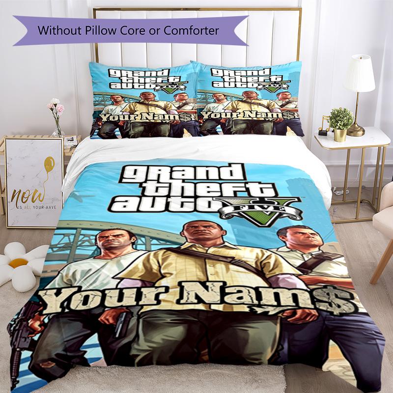 Gta Personalized Name Custom Bedding Perfect for Study room Breathable Duvet Cover Bedroom Decor Best for Christmas