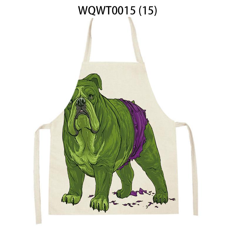 Adult Kids Kitchen Apron Funny Cartoon Dog Printed Sleeveless Linen Baking Aprons for Men Women Home Cleaning Tools Delantal
