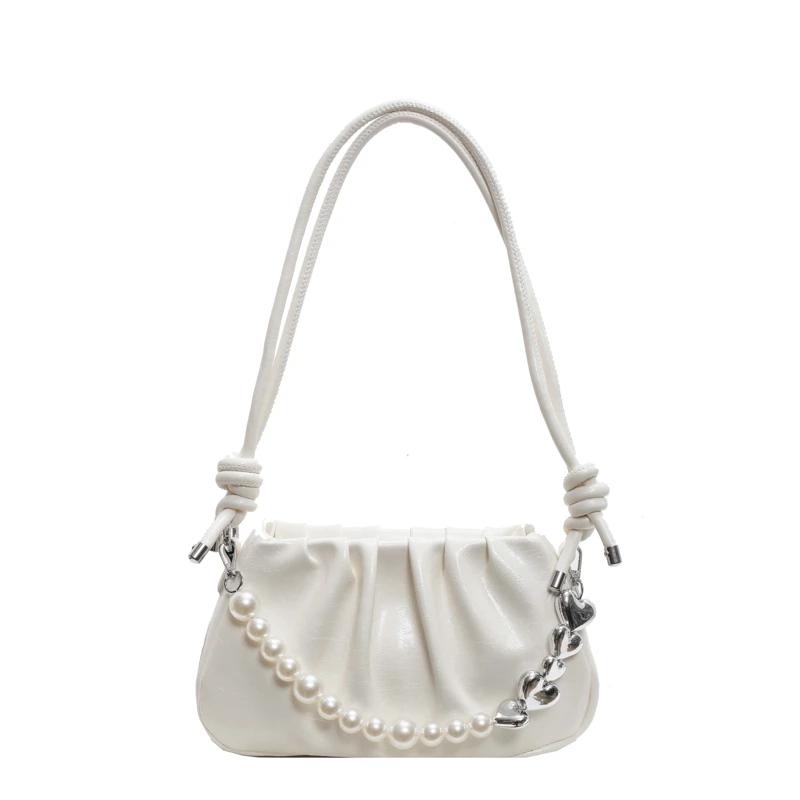 New Trendy Fashion Shoulder Bag Women High Quality Pearls Versatile Large Capacity Underarm Bags Women