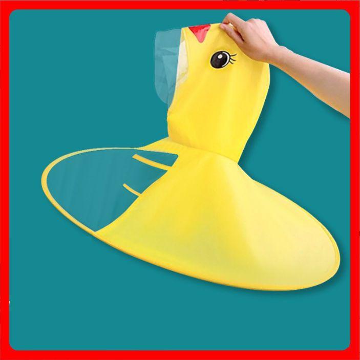 Little Yellow Duck Children's Flying Saucer Raincoat for Boys and Girls, Poncho Rain Cape with Umbrella Hood, Douyin Same Style Rainwear for Students