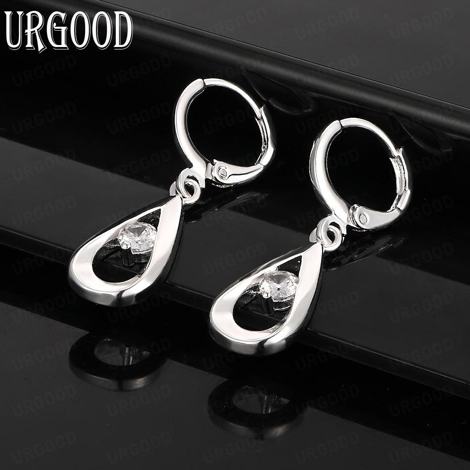 925 Sterling Silver AAA Zircon Water Droplets/raindrops Piercing Earrings Fashion Wedding Jewelry