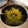 Borussia Individueller Name Runder Teppich, Teppich für Wohnzimmer Schlafzimmer Sofa Spielzimmer Dekor, Rutschfeste Bodenmatte