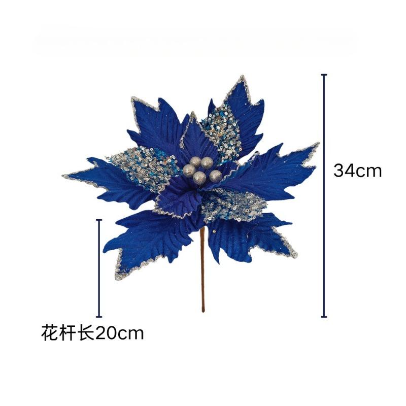 Gold Dust Christmas Decoration, Christmas Flowers Christmas Tree Flocking Cloth Decorative Flower Cuttings Double Sequins Simulated Flowers