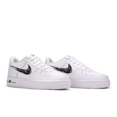 Air Force 1 Low GS Doodle Swoosh - Blanc Noir DM3177-100