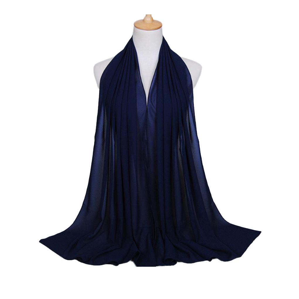 Pure Color 180*75cm Women Plain Bubble Chiffon Scarf Hijab Wrap Printe