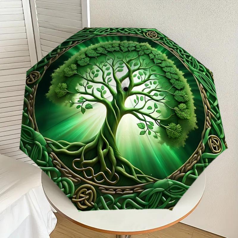 1PC tree of lifeAutomatic Open/Close Umbrella with Windproof, 8-Rib Sturdy Canopy, Durable Ribs, Fashionable Design1298A