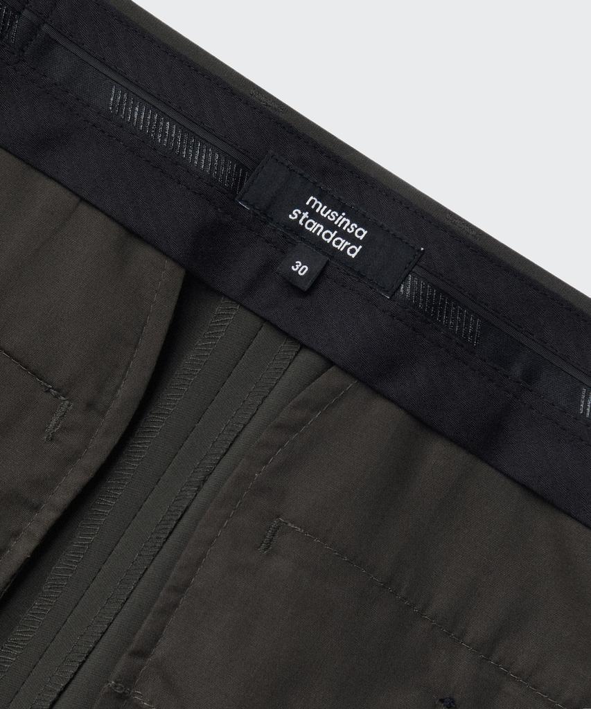 MUSINSA STANDARD [Cooltandard] Relaxed Tapered Hidden Banding Crop Slacks [Dusty Khaki]