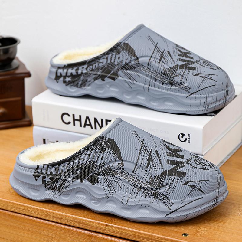 Fashion Winter Slippers For Men Eva Casual Shoe Indoor Ourdoor Warm Plush Non-slip Platform Waterproof Young Fashion Footwear New Style