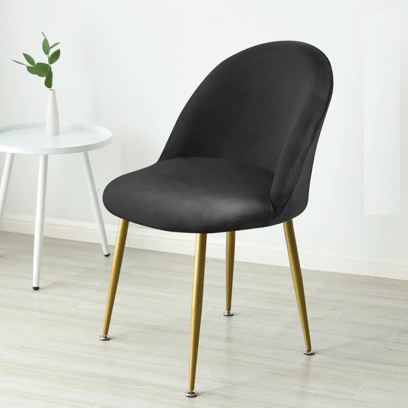 Thicken Velvet Chair Cover Duckbill Curved Dining Chair Slipcover Short Back Stretch Seat Cover For Living Room Kitchen El