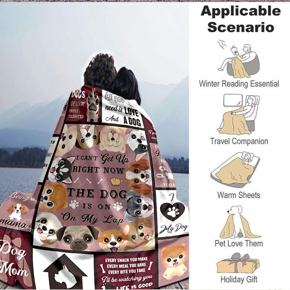 1PC Dog Quotes Print Blanket, Soft Throw Blanket - Warm & Cozy for Couch, Bed, Office, and Travel Yy250912165