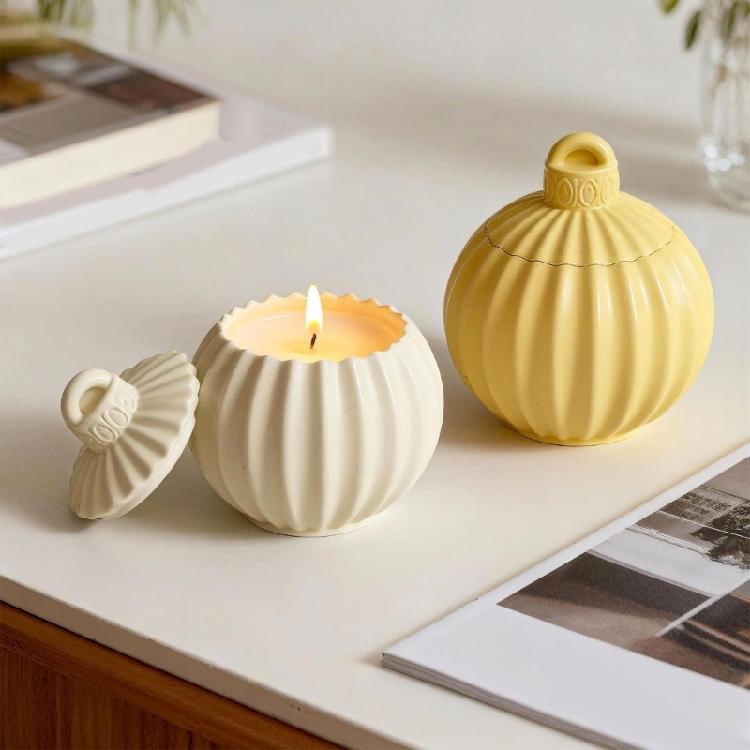 Striped Bell Shape Storage Jar Mold for Crafting Unique Candle Holders and Storage Boxes Perfect for Home Decors