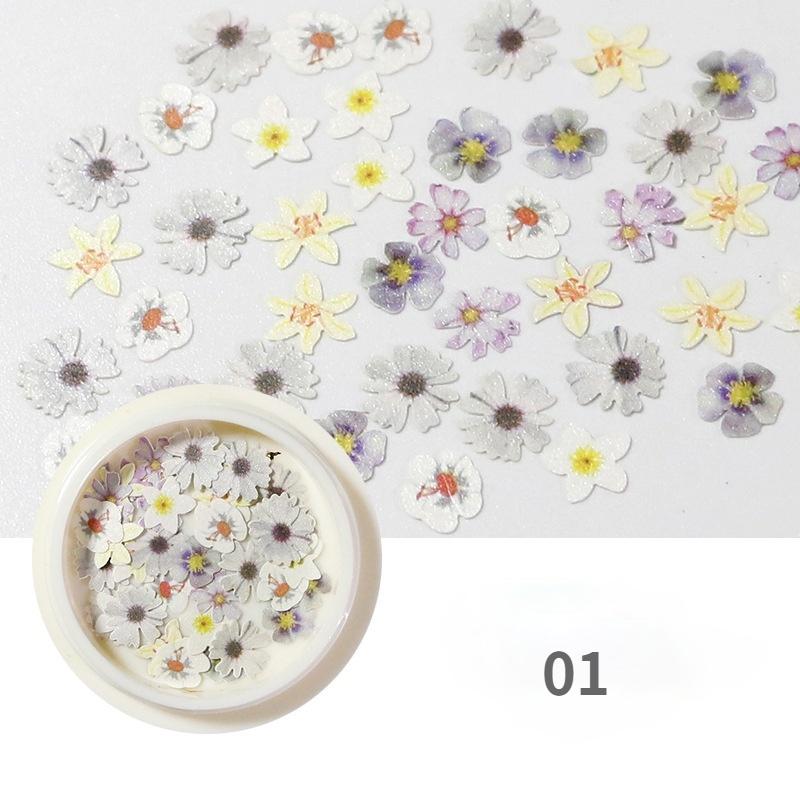 2 Boxes Nail Art Color Mixed Small Daisy Flower Rose Ultra-thin Wood Pulp Patch DIY Nail Art Jewelry Nail Art Decoration