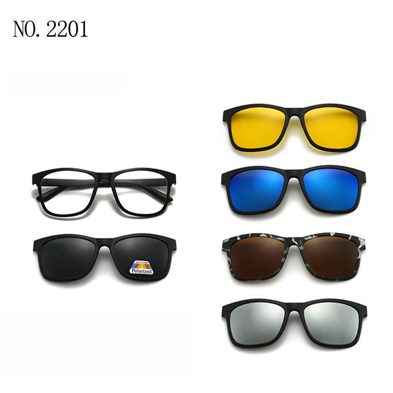 6 In 1 Custom Men Optical Magnetic Sunglasses Magnet Clip On Sunglasses Polaroid Clip On Sun Glasses