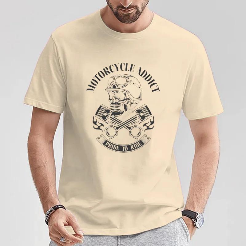 Motorcycle Addict Biker Chopper Bobber Motard Motorrad Summer Short Sleeve Plus Size Print Men T-Shirt Summer  T Shirt
