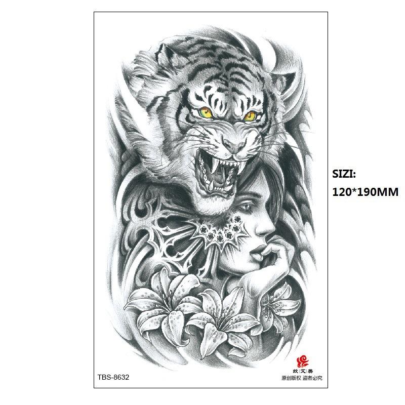 Traditional Men'S Totem Big Spider Dragon Water Transfer Simulation Tattoo Disposable Tattoo Sticker