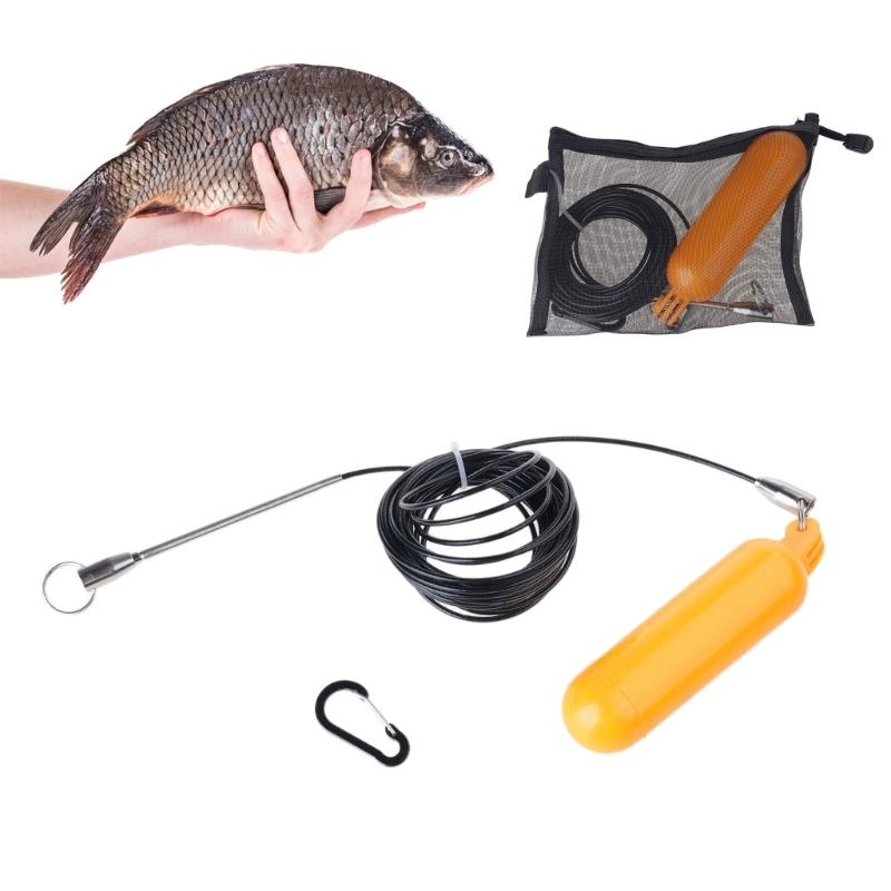 Fish Needle Hook Stringer Replacement Spearfishing Fish Stringer with Stainless Cable and Float Ball Easy to Use