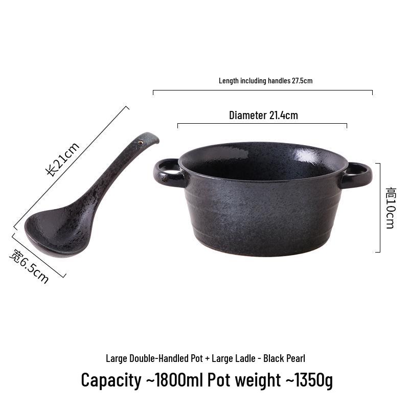 Large Double-Handled Ceramic Ramen & Soup Bowl