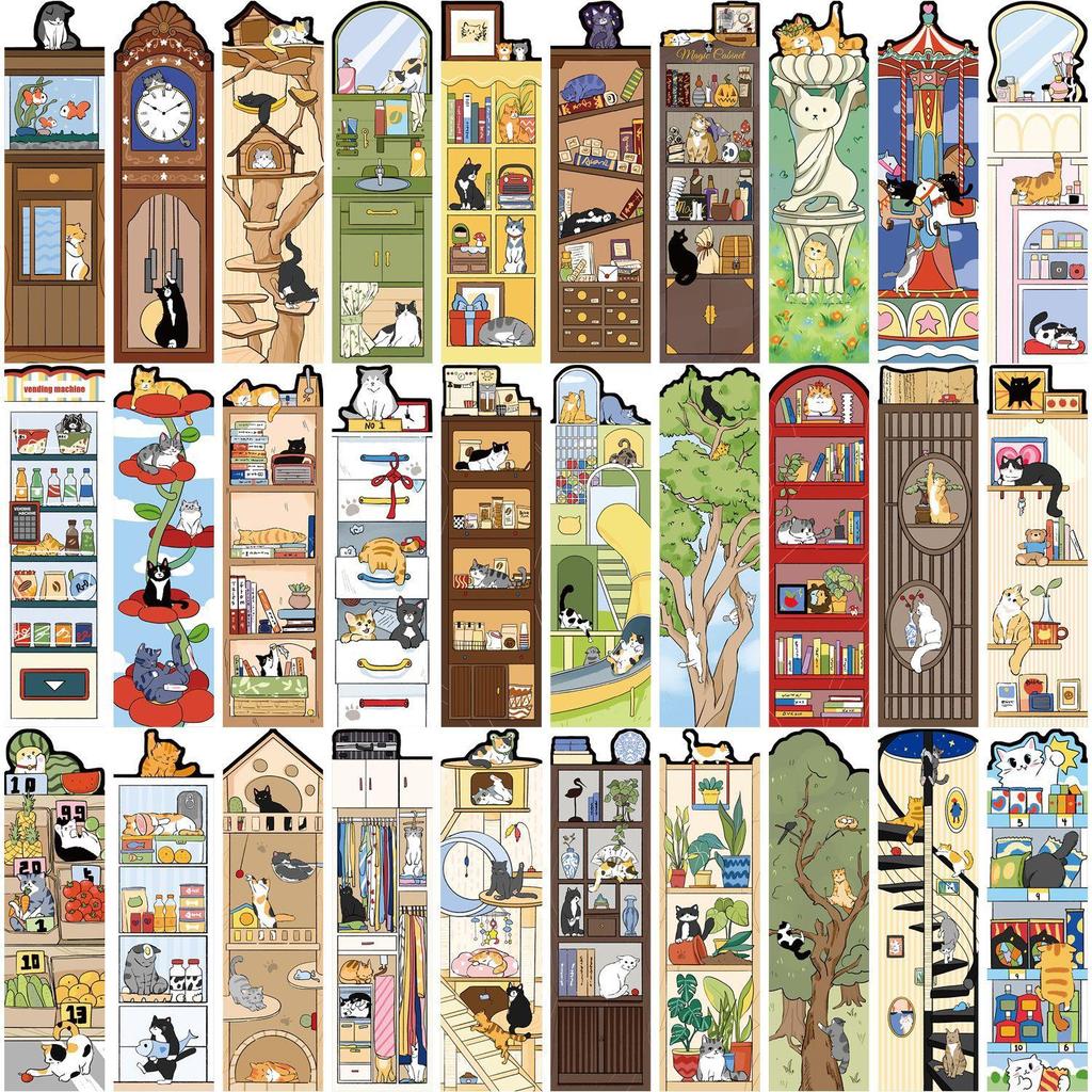 30 pz/set Segnalibro Personaggio Paesaggio Ins Creativo Fai da te Manuale Astratto Carte di Carta per Studenti Regalo per la Festa degli Insegnanti