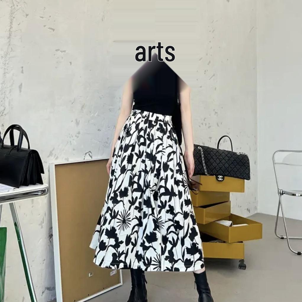 Versatile A-Line Black Midi Skirt for Women - Cotton & Rayon, Spring/Summer/Autumn 2025 Collection