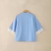 ZANZEA Women Casual Stand Color Lace Splice 3/4 Sleeve Loose Blouse