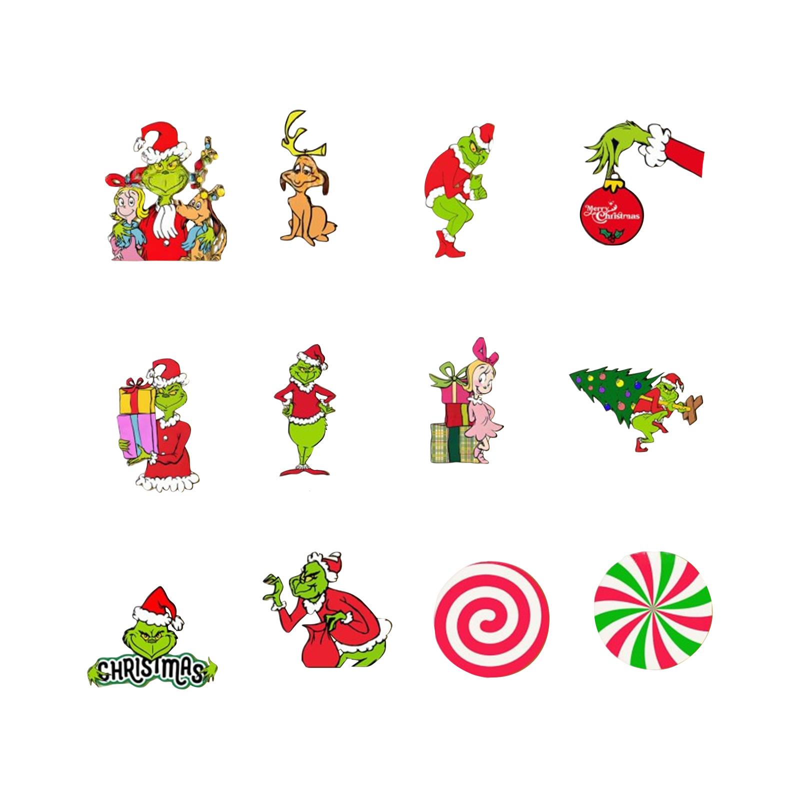 

Christmas Tree Ornaments - 12 Pieces Wooden Christmas Tree Ornaments Indoor Home Decor Christmas Ornaments One Size зелёный