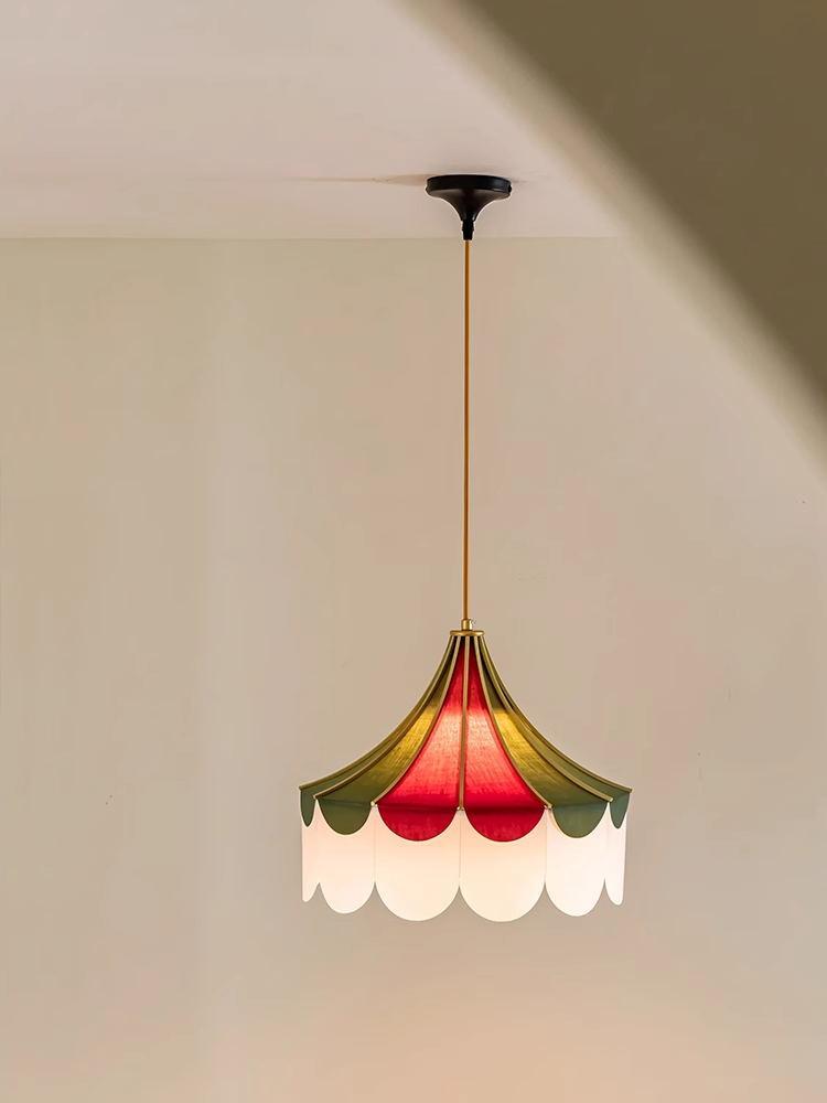 Modern minimalist indoor LED pendant light, bedroom study, children's room decoration light, colorful fabric restaurant light