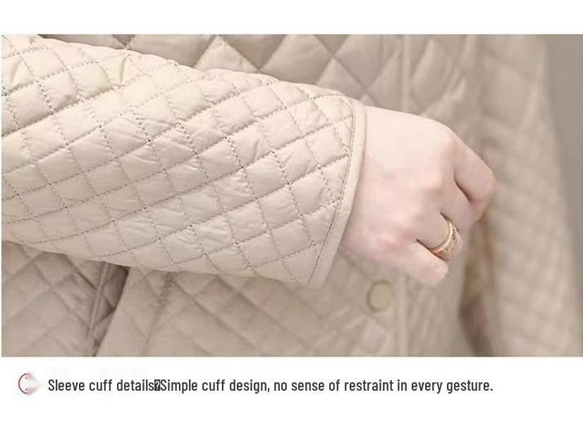 2025 Women's Elegant Quilted Diamond Jacket - Autumn/Winter Lightweight Casual Style