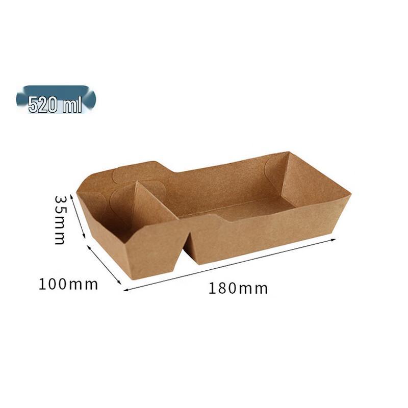 Chang Baosen 520ml Two-Compartment Kraft Paper Disposable Food Container