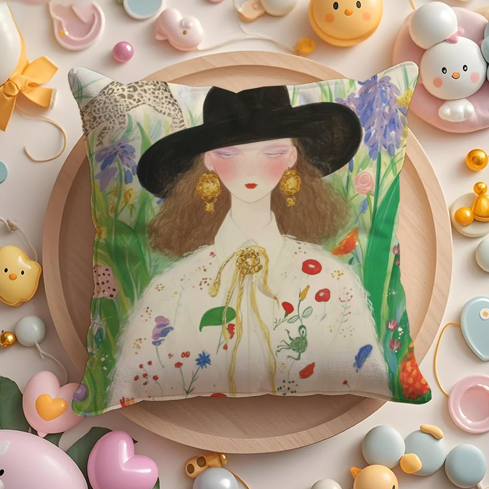 Fashion Illustration Pillow Case Soft Plush Fabric DoubleSided Printed Cushion Cover Warm Winter Sofa Pillow Case