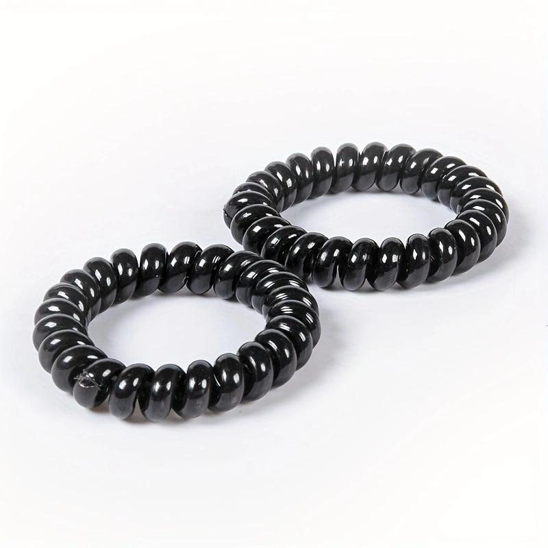 12pcs/Set Thick Black Spiral Hair Ties Telephone Cord Scrunchies Basic Elastic Hair Band Rubber Bands Women Hair Accessories