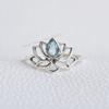 Natural Blue Topaz Lotus Ring-Handmade Silver Ring-925 Sterling Silver Ring-Silver Lotus Ring-Gift for Her- December Birthstone-Promise Ring