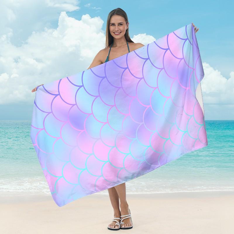 Ultrafine Microfiber Quick-Dry Beach Towel Adults Digital Print Sports Swim Cover-Up Gym Fitness Lightweight Absorbent Blanket