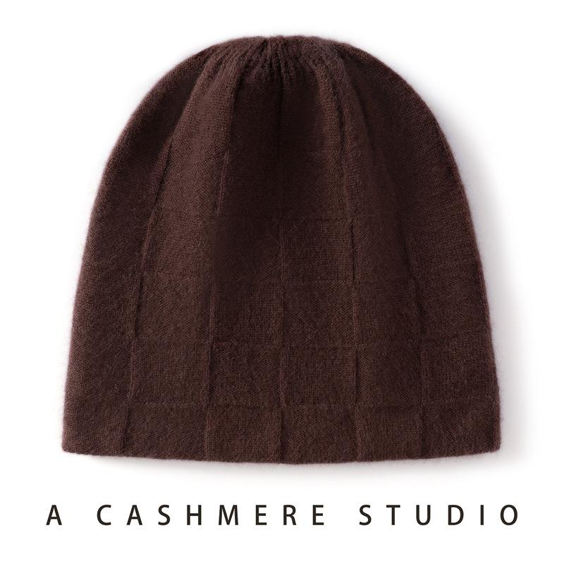 Men's and women's checkered cashmere hats Knitted hats Head protectors Plaid exquisite ear protectors Casual knitted hats