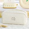 Cat Pencil Case Simple Canvas Stationery Bag for Students Soft Large Capacity Portable Pencil Pouch School Supplies